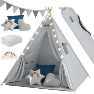 Kinder-Tipi-Zelt JULIUS, 120x120x160cm, grau/blau