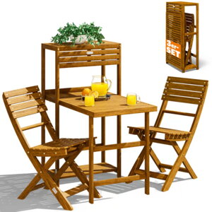 Balkon-Set PATIO, 3-teilig, naturholz