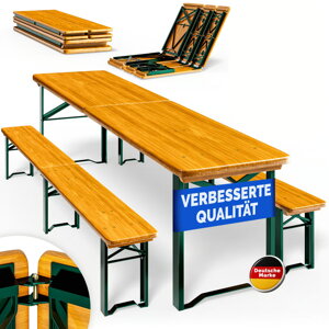 Biergarnitur MAXI, klappbar, 220 cm, naturbraun