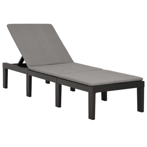 Gartenliege HAITI mit Auflage, 65×195×78cm, anthrazit