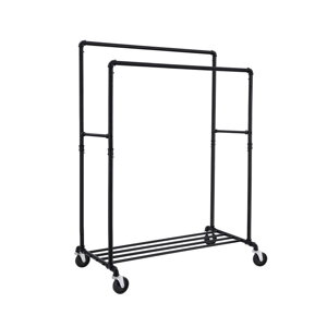 Doppelter Kleiderständer RARE, Wasserrohre, 100x59x162 cm, schwarz