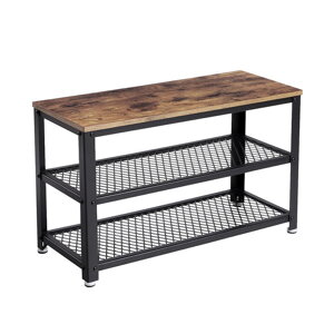 Sitzbank für den Flur mit Schuhablage INDY, 73x30x45cm, braun/schwarz