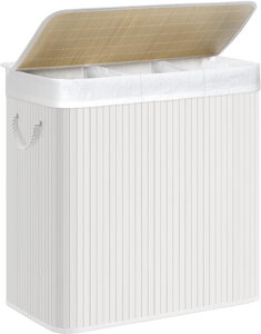 Bambus-Wäschekorb GITA, 150 l, weiß