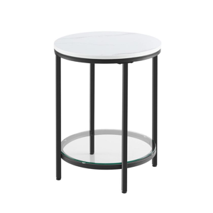 Beistelltisch ERIC mit Marmor-Design, 45x55 cm, schwarz/weiß
