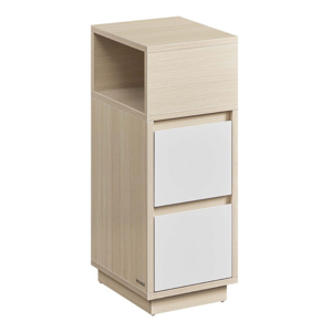 Nachttisch ROBIN, 30x25x65cm, weiß/beige