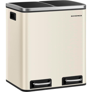 Abfalltrennbehälter SORT 30l (2×15l), beige/silber/schwarz