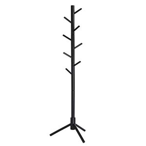 Standgarderobe DANIEL aus Holz, höhenverstellbar, 47x47x175 cm, schwarz