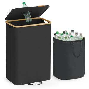 Mülltrennsystem für Flaschen und Dosen ECOVIA, 100l, schwarz/beige