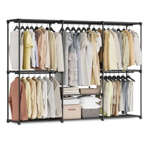 Offener Kleiderschrank mit Regalen DRESSIO, 205x43x166 cm, schwarz