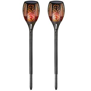Solar-Gartenlicht FIORE, 2 Stück, 9,5x76,5 cm, schwarz