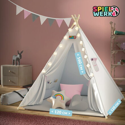 Kinder-Tipi-Zelt JULIA, 120x120x160cm, beige/rosa