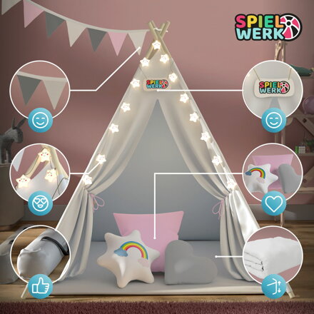 Kinder-Tipi-Zelt JULIA, 120x120x160cm, beige/rosa