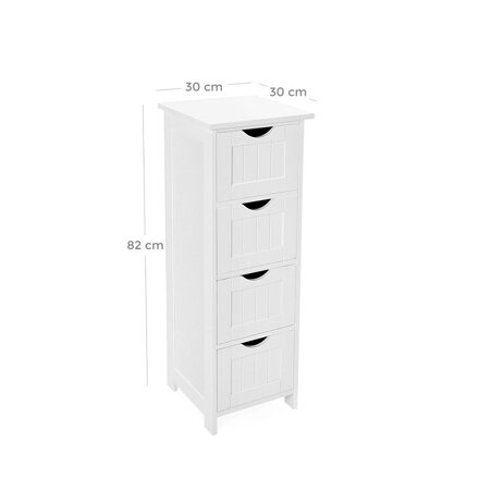 Badezimmerschrank mit 4 Schubladen PAULA, weiß