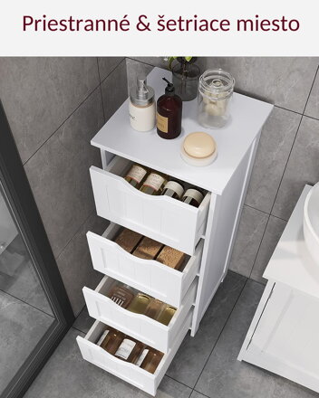Badezimmerschrank mit 4 Schubladen PAULA, weiß