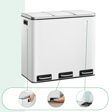 Mülltrennsystem SORT 54 l (3x18 l) + Müllbeutel, weiß