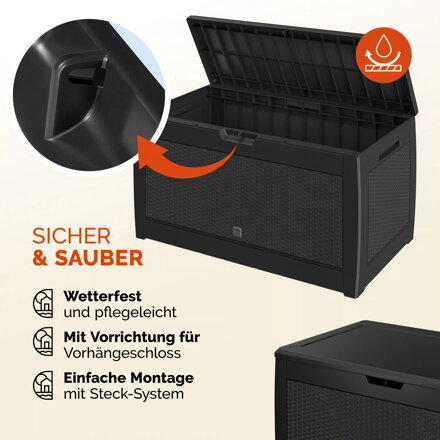 Aufbewahrungsbox RATO, 310L, 119x48x60cm, anthrazit