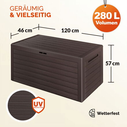 Aufbewahrungsbox WOODEBOX, 280 l, 120x46x57 cm, dunkelbraun