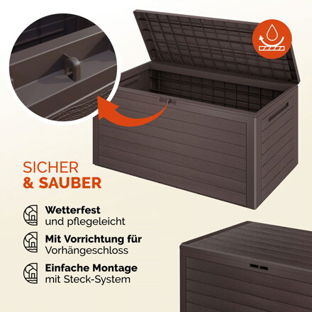 Aufbewahrungsbox WOODEBOX, 280 l, 120x46x57 cm, dunkelbraun