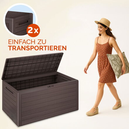Aufbewahrungsbox WOODEBOX, 280 l, 120x46x57 cm, dunkelbraun