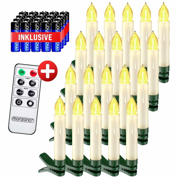 Kerzen für Weihnachtsbaum CANDLE, 20 Stück, 10,5 cm, warmweiß
