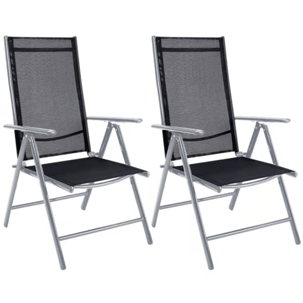 Gartenstuhl MARBELLA, 2er-Set, klappbar, schwarz/silber
