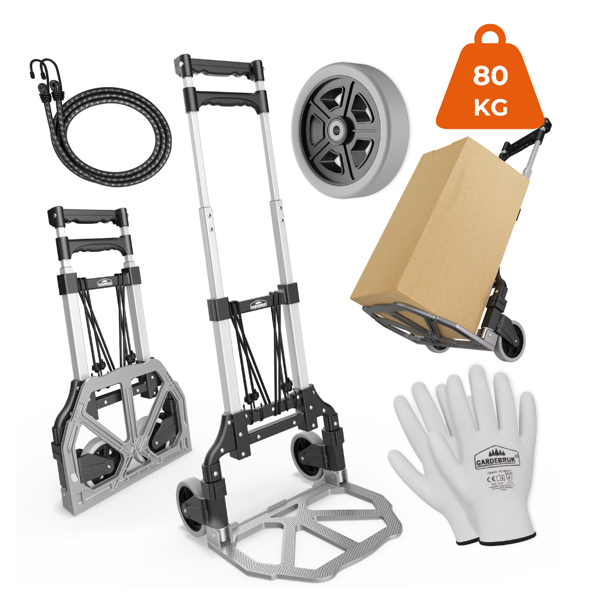 Höhenverstellbare Sackkarre TROY, max. 80kg, silber/schwarz