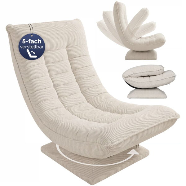 Liege ABERDEEN CORD, gerippter Bezug, 87×60×105 cm, beige