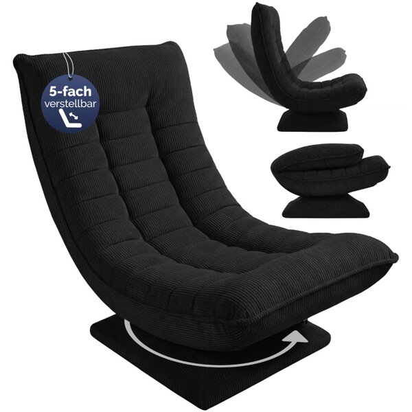 Liege ABERDEEN CORD, gerippter Bezug, 87×60×105 cm, schwarz