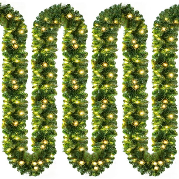 Weihnachtsgirlande ANDREA mit Beleuchtung, 5 m, grün