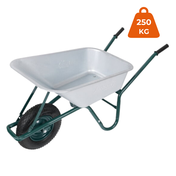 Schubkarre GREEN BARRY verzinkt, max. Kapazität 100 l/250 kg, silber/schwarz
