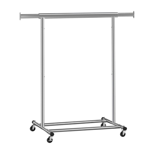 Kleiderständer INEZ auf Rollen, max. 90 kg, 83,5x45x160 cm, silber