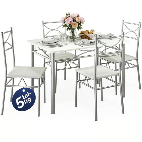 Essgruppe PAUL, 5-teilig, samtweiß