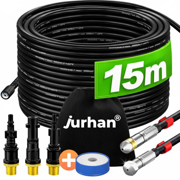 Rohrreinigungsset Premium, 15 m, schwarz