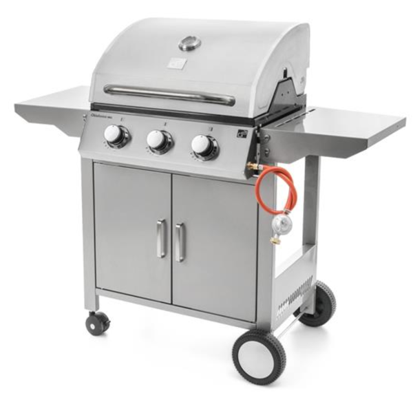 Gasgrill CALIFORNIA BBQ, 3 Brenner, mit Druckminderer, silber