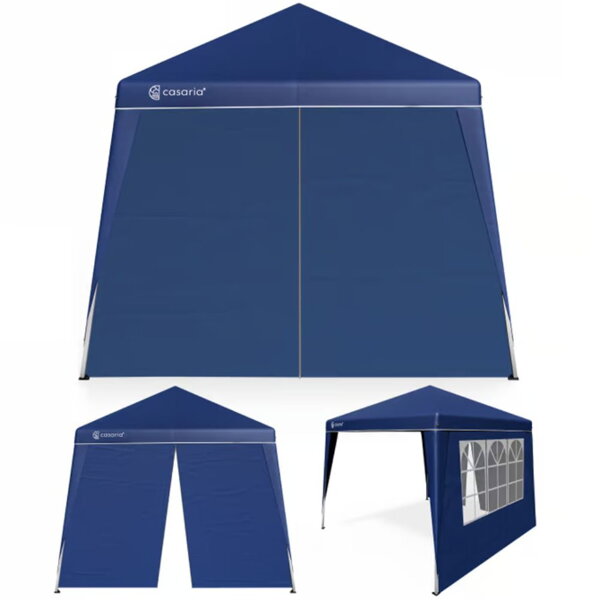 Partyzelt / Pavillon CAPRI PLUS mit 2 Seitenwänden, 3×3 m, blau