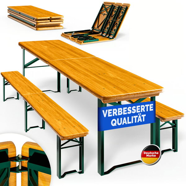 Biergarnitur MAXI, klappbar, 220 cm, naturbraun