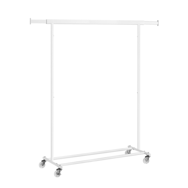 Kleiderständer INEZ auf Rollen, max. 90 kg, 83,5x45x160 cm, weiß