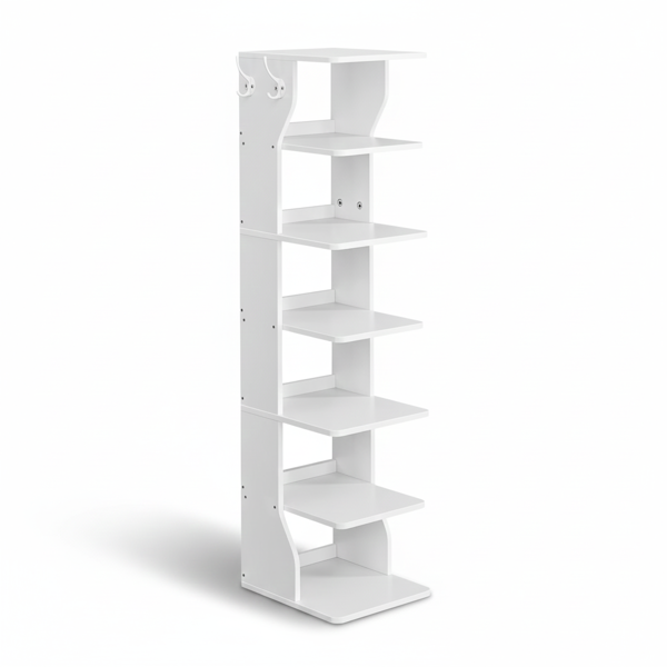 Schuhregal CINDY, 6 Ebenen, 30x26,4x110,4cm, weiß