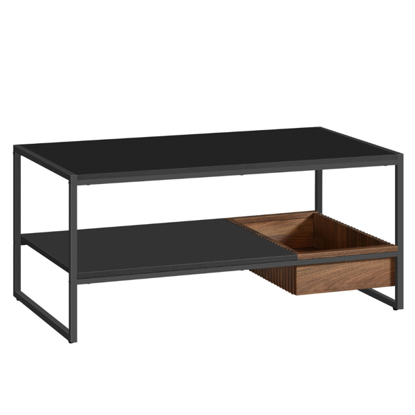 Couchtisch DALLAS im industriellen Stil, 45x55x100 cm, Schwarz/Braun