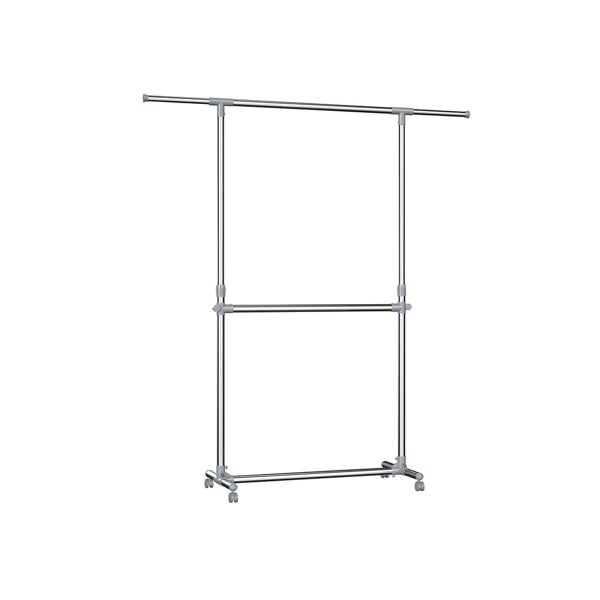Kleiderständer zweistufig JASON, 93x49x113-198 cm, silber