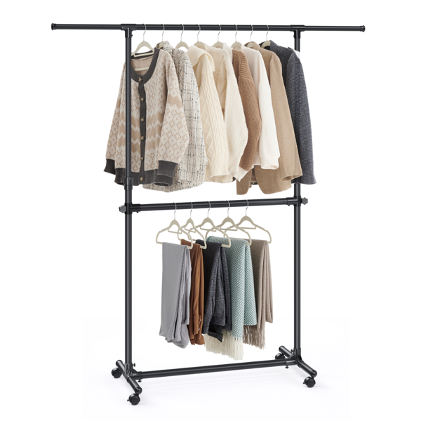 Kleiderständer zweistufig JASON, 101-165x49x113-180cm, schwarz