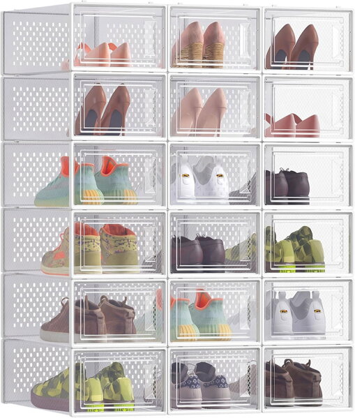 Schuh-Organizer MARI, 18 Fächer, transparent/weiß