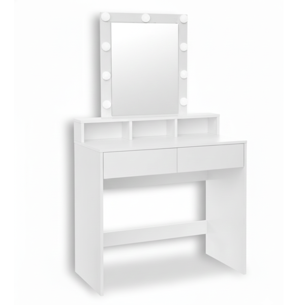 Schminktisch VANESA mit Beleuchtung, 80x40x145 cm, weiß
