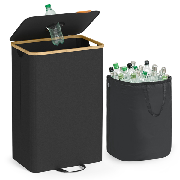 Mülltrennsystem für Flaschen und Dosen ECOVIA, 100l, schwarz/beige